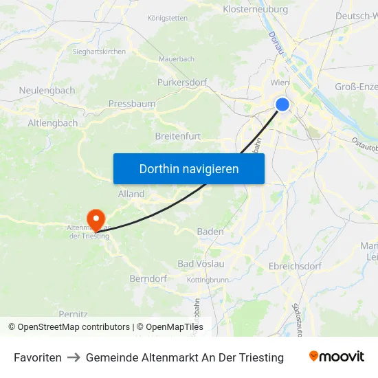 Favoriten to Gemeinde Altenmarkt An Der Triesting map
