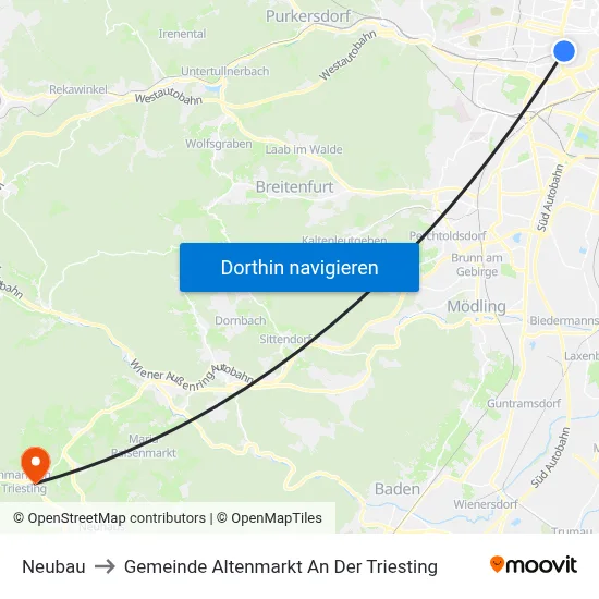 Neubau to Gemeinde Altenmarkt An Der Triesting map