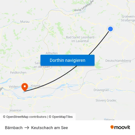 Bärnbach to Keutschach am See map