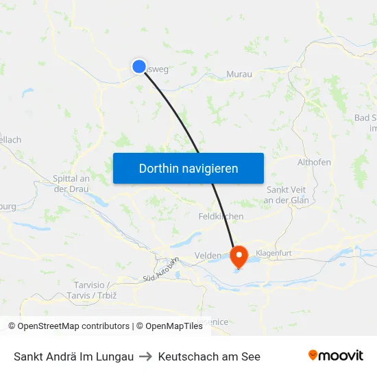 Sankt Andrä Im Lungau to Keutschach am See map