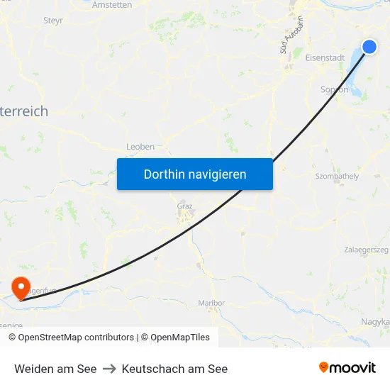 Weiden am See to Keutschach am See map