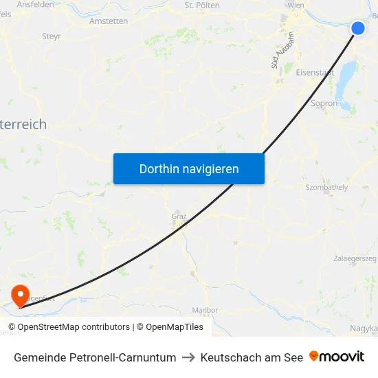 Gemeinde Petronell-Carnuntum to Keutschach am See map