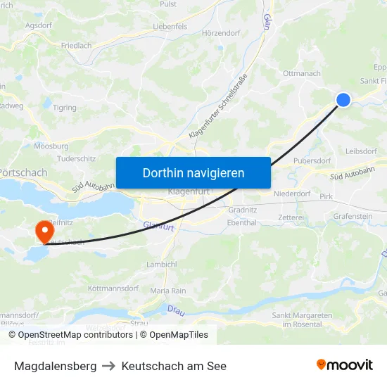 Magdalensberg to Keutschach am See map