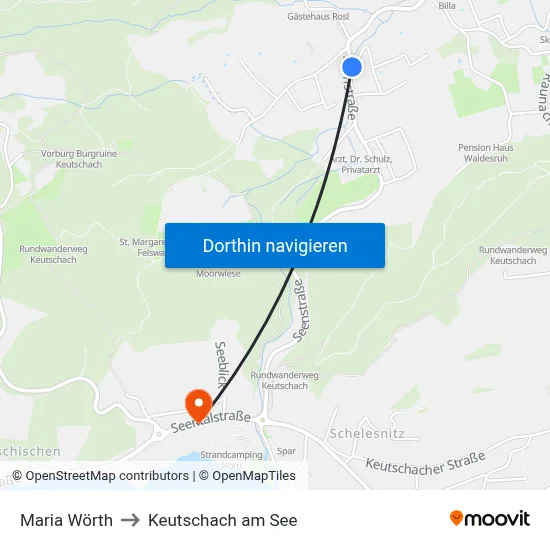 Maria Wörth to Keutschach am See map