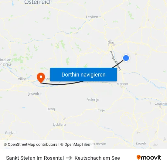 Sankt Stefan Im Rosental to Keutschach am See map