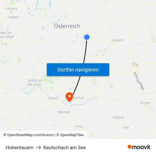 Hohentauern to Keutschach am See map