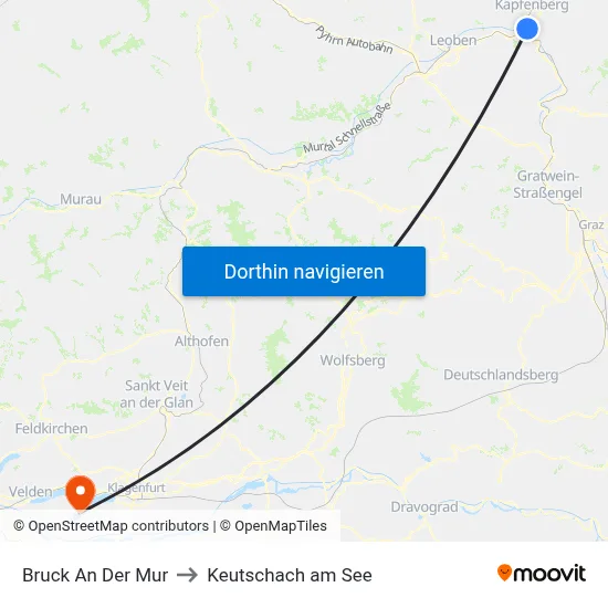 Bruck An Der Mur to Keutschach am See map