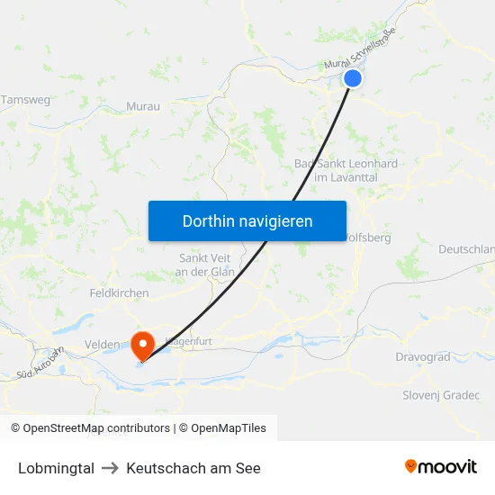 Lobmingtal to Keutschach am See map