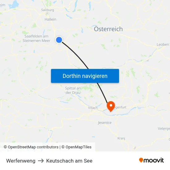 Werfenweng to Keutschach am See map