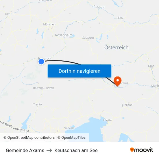 Gemeinde Axams to Keutschach am See map
