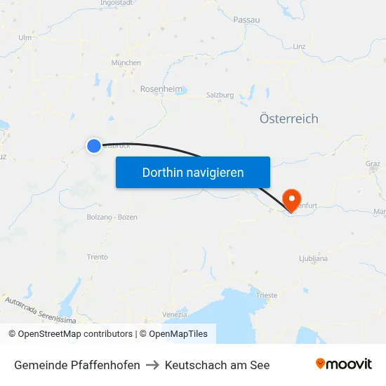 Gemeinde Pfaffenhofen to Keutschach am See map