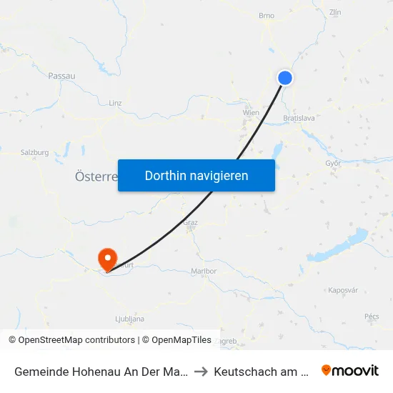 Gemeinde Hohenau An Der March to Keutschach am See map