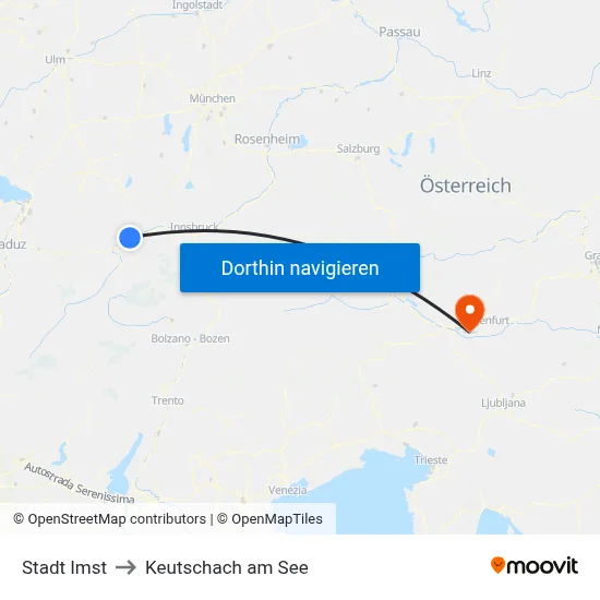 Stadt Imst to Keutschach am See map