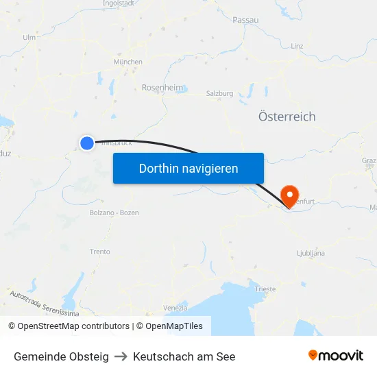 Gemeinde Obsteig to Keutschach am See map