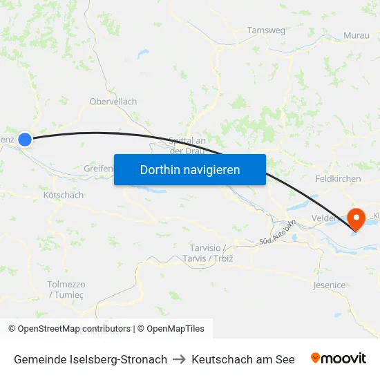 Gemeinde Iselsberg-Stronach to Keutschach am See map