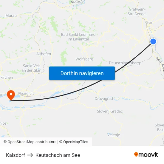 Kalsdorf to Keutschach am See map