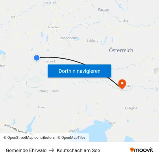 Gemeinde Ehrwald to Keutschach am See map
