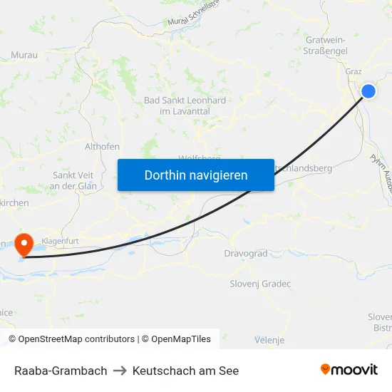 Raaba-Grambach to Keutschach am See map