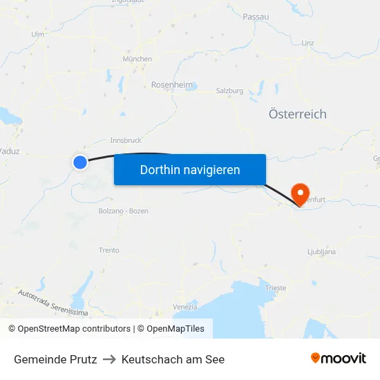 Gemeinde Prutz to Keutschach am See map