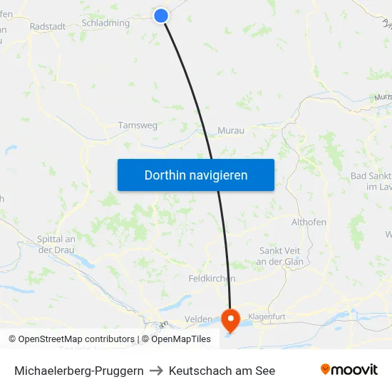 Michaelerberg-Pruggern to Keutschach am See map