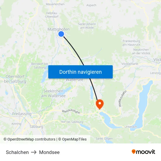Schalchen to Mondsee map