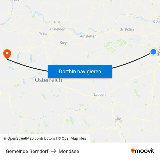 Gemeinde Berndorf to Mondsee map