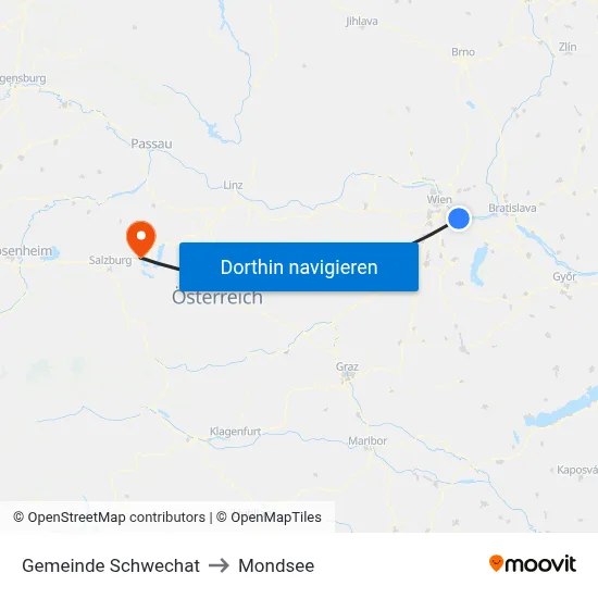 Gemeinde Schwechat to Mondsee map