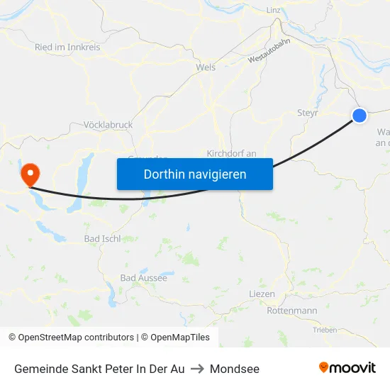 Gemeinde Sankt Peter In Der Au to Mondsee map