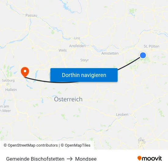 Gemeinde Bischofstetten to Mondsee map