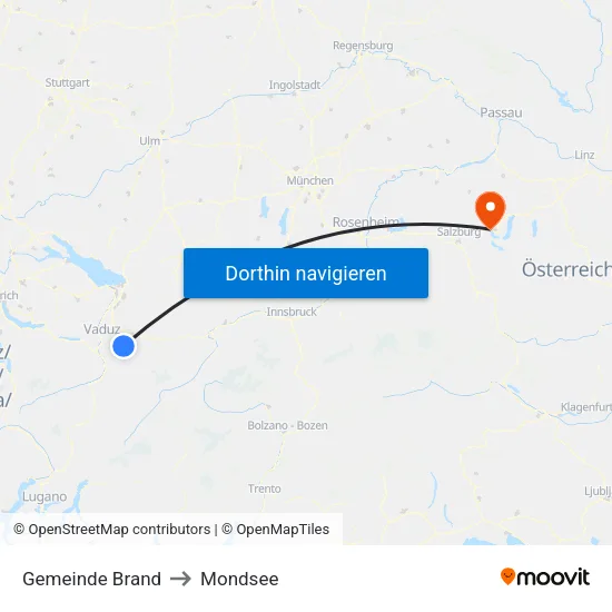 Gemeinde Brand to Mondsee map