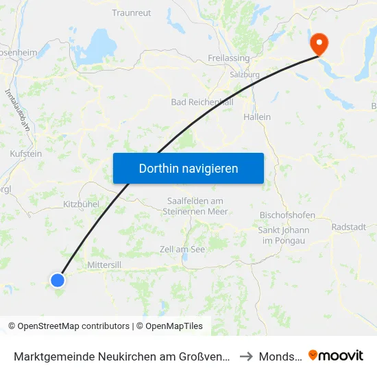 Marktgemeinde Neukirchen am Großvenediger to Mondsee map