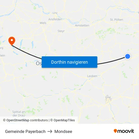 Gemeinde Payerbach to Mondsee map