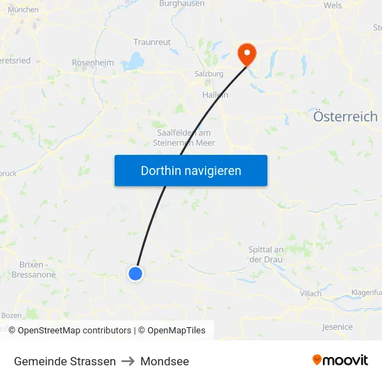 Gemeinde Strassen to Mondsee map