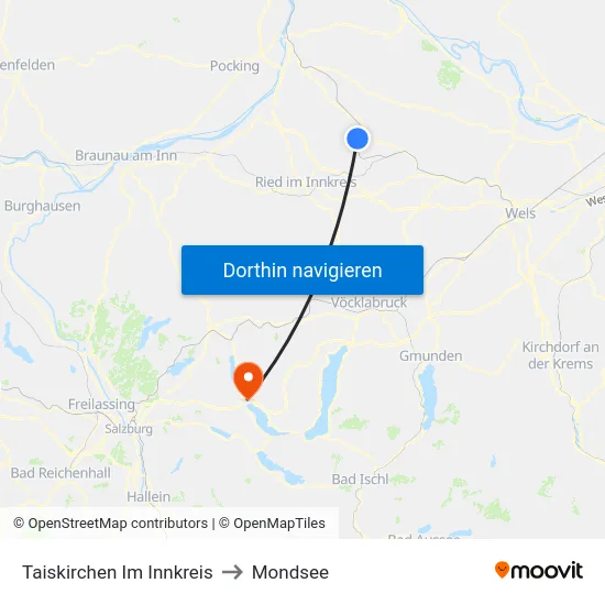 Taiskirchen Im Innkreis to Mondsee map