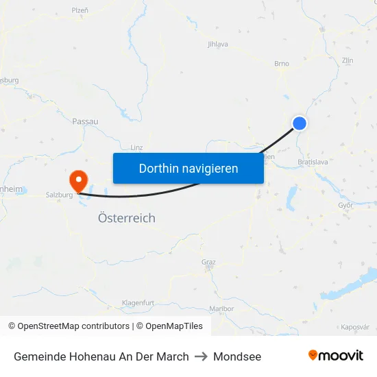 Gemeinde Hohenau An Der March to Mondsee map