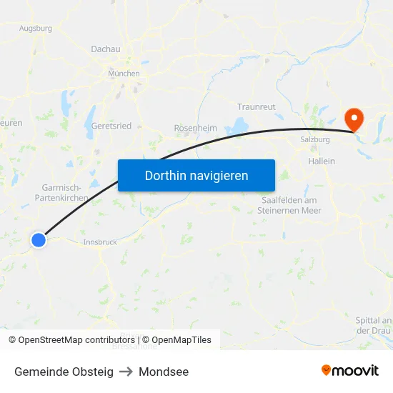 Gemeinde Obsteig to Mondsee map