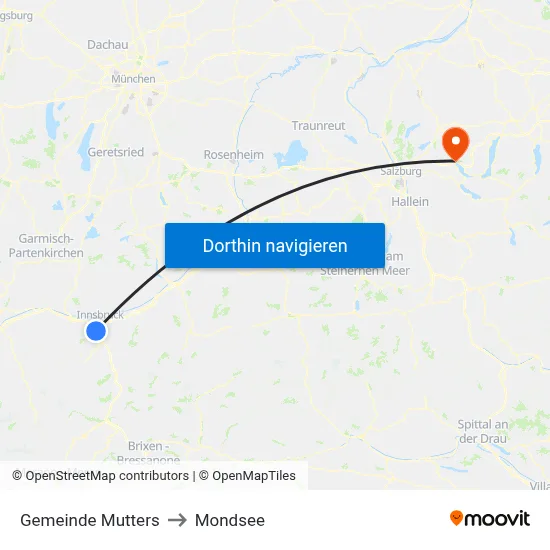 Gemeinde Mutters to Mondsee map