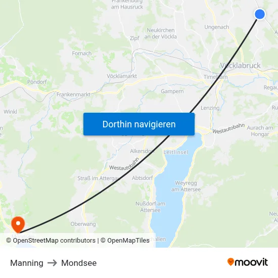 Manning to Mondsee map