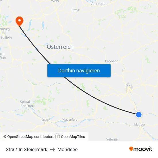 Straß In Steiermark to Mondsee map