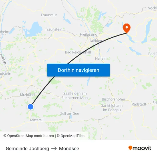 Gemeinde Jochberg to Mondsee map