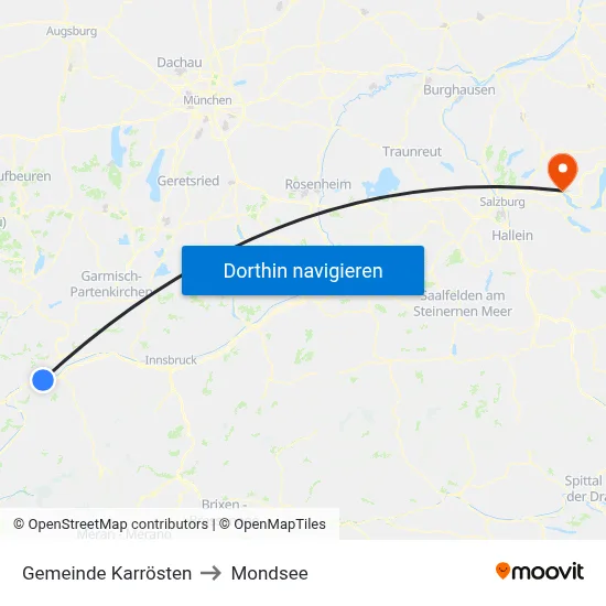 Gemeinde Karrösten to Mondsee map