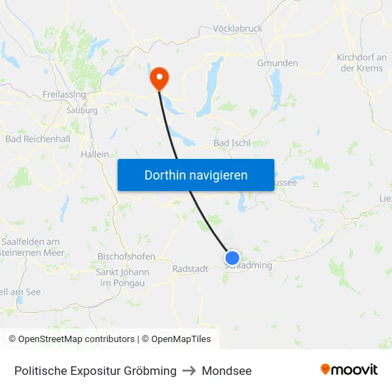Politische Expositur Gröbming to Mondsee map