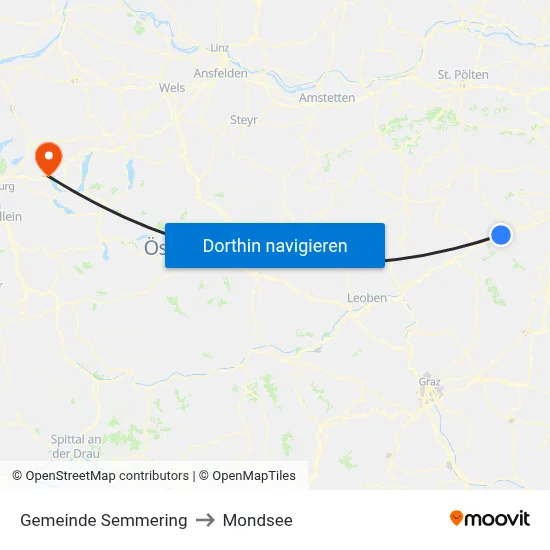 Gemeinde Semmering to Mondsee map