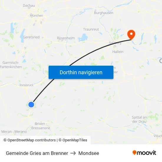 Gemeinde Gries am Brenner to Mondsee map