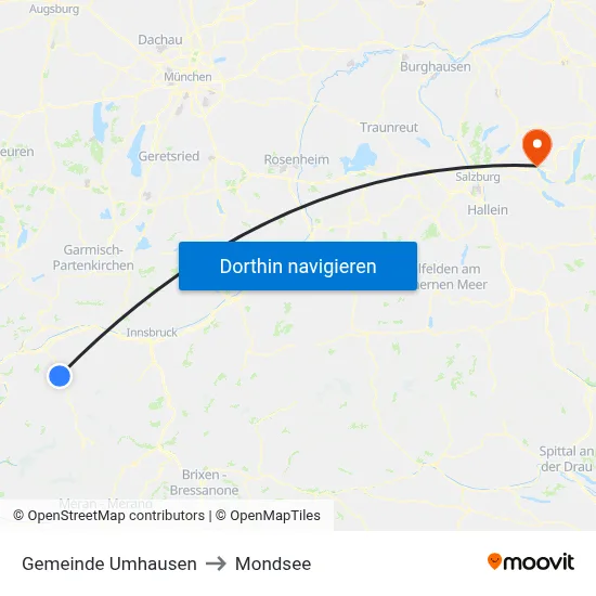 Gemeinde Umhausen to Mondsee map