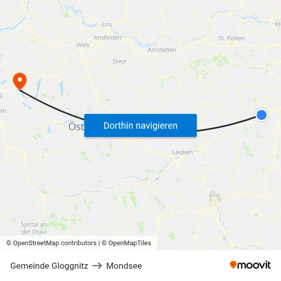 Gemeinde Gloggnitz to Mondsee map