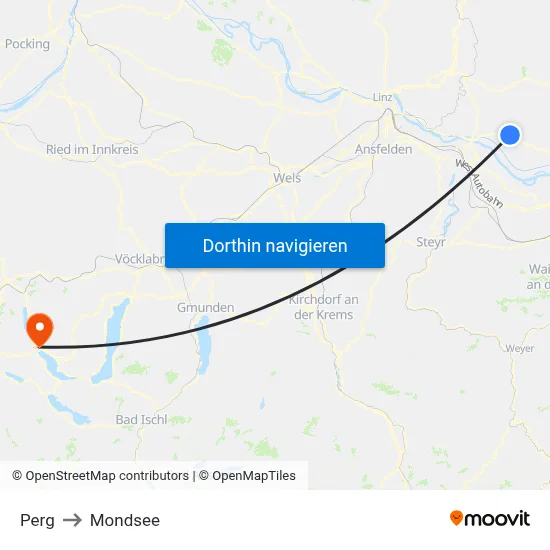 Perg to Mondsee map