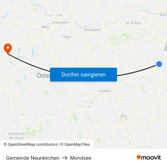 Gemeinde Neunkirchen to Mondsee map