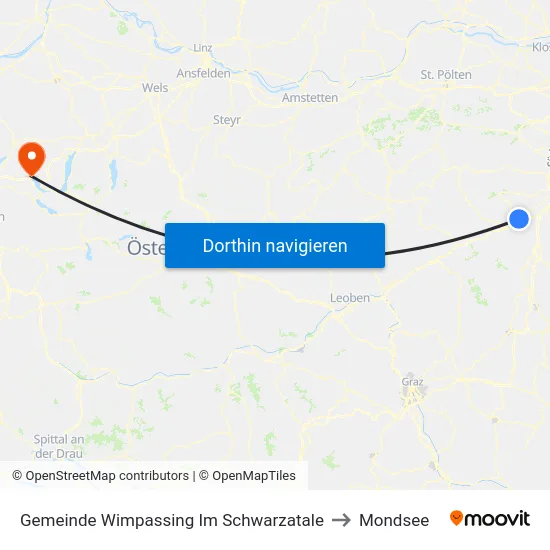 Gemeinde Wimpassing Im Schwarzatale to Mondsee map