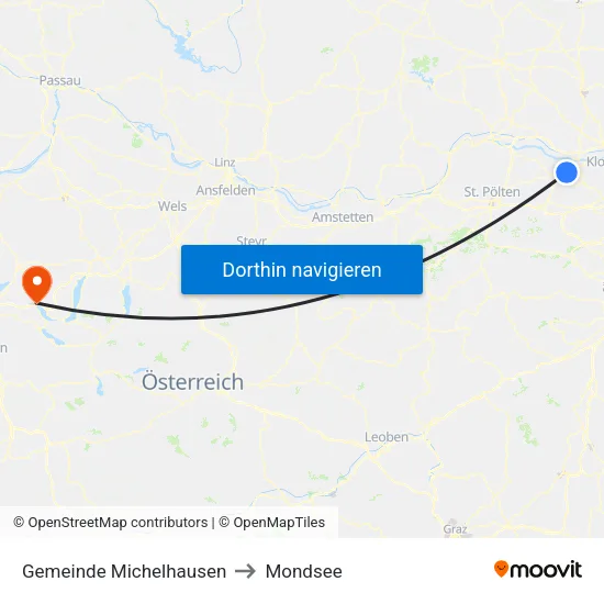Gemeinde Michelhausen to Mondsee map